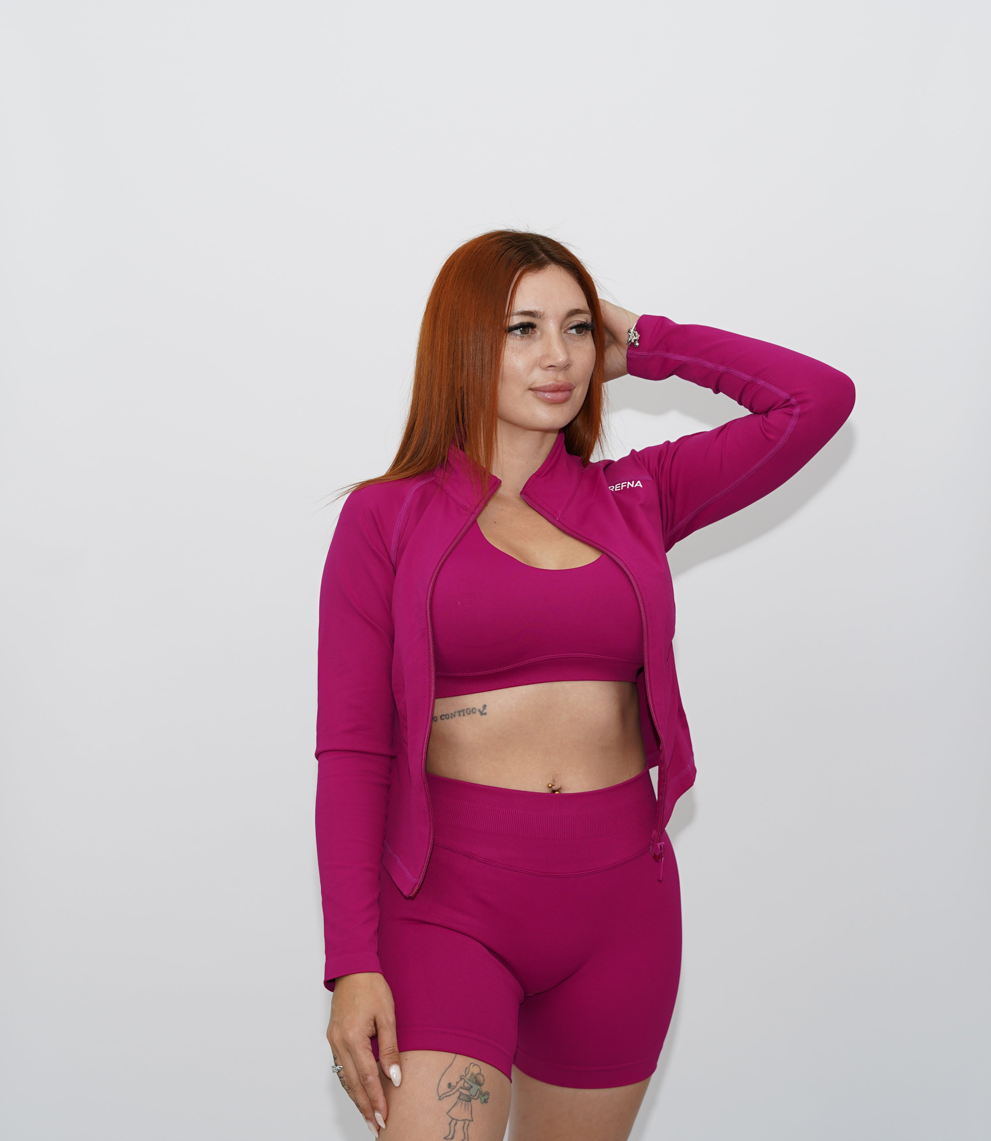 3-piece set fucsia with short